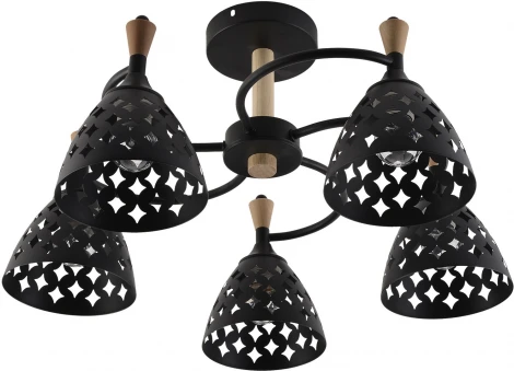 Потолочная люстра на штанге Reluce 01515-0.3-05 BK+WOOD (220V)