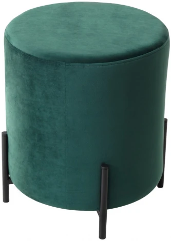Пуф для гостиной ФЕЛИКС круглый зеленый #19, велюр / черный каркас