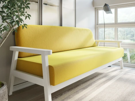 Диван Arsko прямой Флори Б белая эмаль велюр желтый