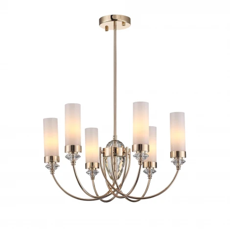Потолочная люстра на штанге ST Luce Элегра SL1402.253.06 Золото/Белый, Прозрачный E14*6 40W