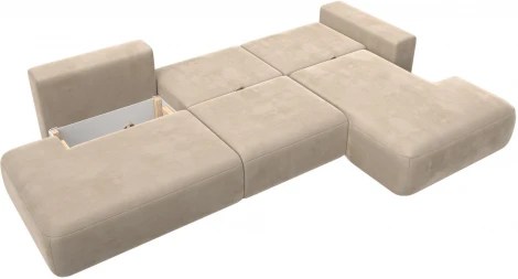 Диван угловой Лига-036 НПБ Модерн Лонг правый угол (Бежевый/Велюр) Лига Диванов арт.121424