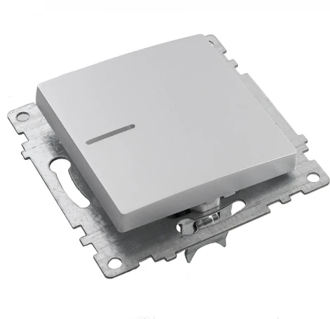 Выключатель одноклавишный с подсветкой (серебро) Stekker Катрин 39577