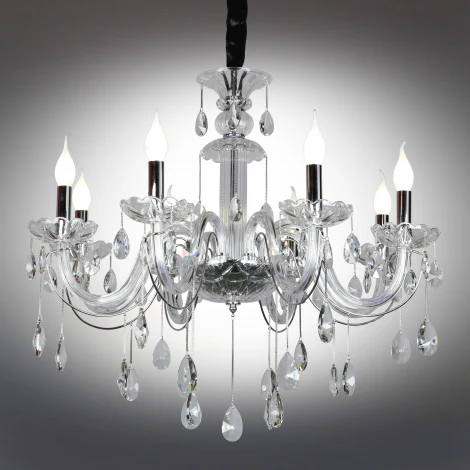 Подвесная люстра Omnilux Valledoria OML-70203-08 (220V, подвески, на цепи, подсвечник, свеча)