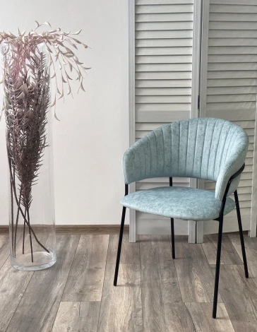 Стул M-City ГЕММА, цвет RAIN 7 breeze, велюр / черный каркас