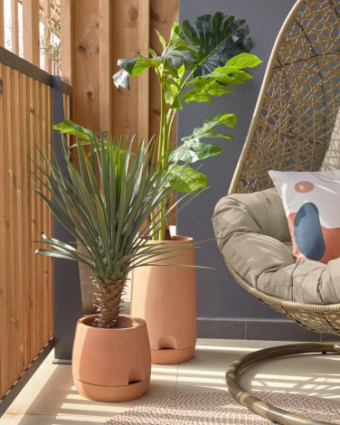 Кресло подвесное на стойке La Forma (ex Julia Grup) Florina (Коричневый/ Искусственный ротанг,Сталь,Пластик)