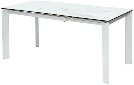Стол CORNER 120 MATTE STATUARIO Белый мрамор матовый керамика, стекло/ белый каркас М-City