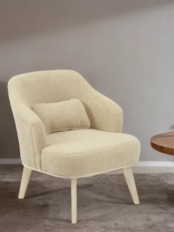 Кресло Комфорт 5 ткань барни крем, каркас лак Mebelik арт.009288