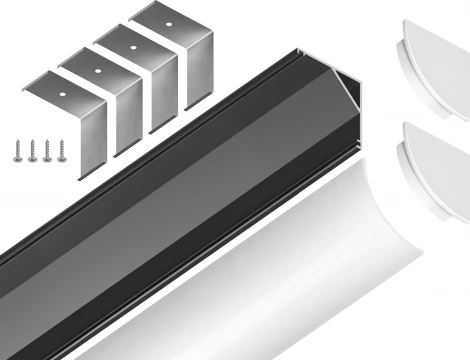 Алюминиевый профиль угловой круглый для светодиодной ленты до 9,78мм Ambrella Illumination GP2100BK
