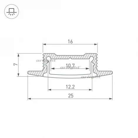 Профиль SL-SLIM-H7-F25-2000 ANOD (Алюминий) 023717 Arlight SL-SLIM