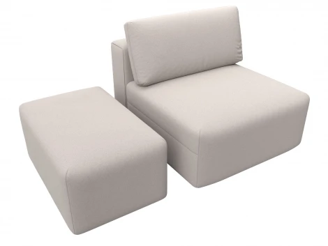 Модули диван и пуф Лига-060 НПБ (ЛДСП,Брус,Фанера,Замша/Бежевый) Лига Диванов 129601