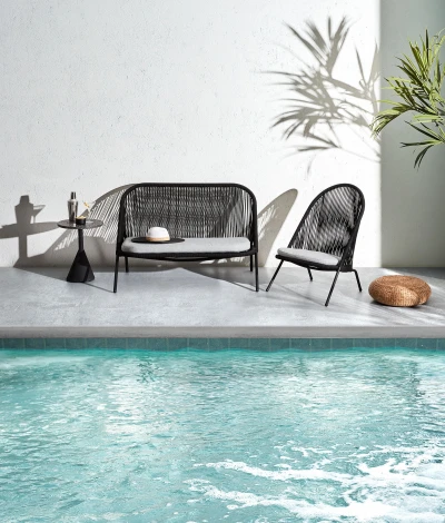 Стол уличный La Forma (ex Julia Grup) Delano (Черный/ Металл,Терраццо,Сталь)