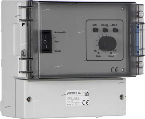 Настенный регулятор скорости вращения лопастей с датчиком температуры накладной Vortice Vort Delta, белый с черным, 6A, IP54