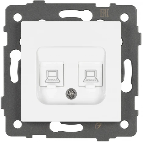 Механизм компьютерной розетки двойной SCT-MPC2-PL-WH-V (RJ-45, CAT6) (Arlight) 049854