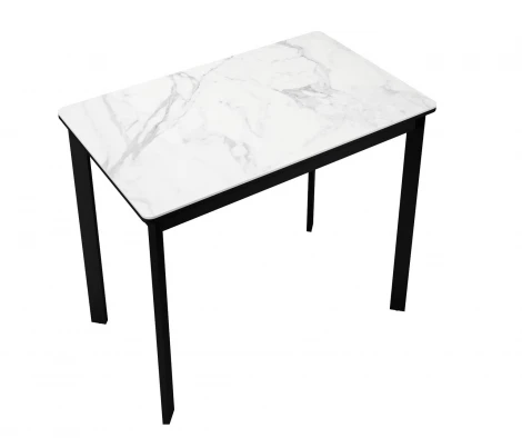 Стол DikLine LK90 Керамика Белый мрамор/подстолье черное/опоры черные арт.00-00073913