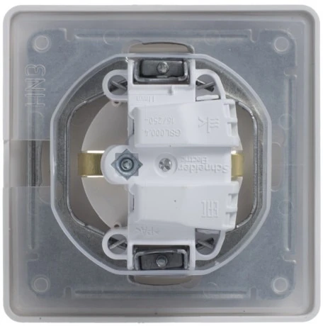 Розетка встраиваемая с заземлением, шторками и крышкой (перламутровый) IP44 Systeme Electric Glossa GSL000648