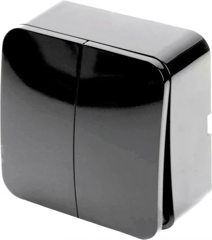 Выключатель двухклавишный (черный) Stekker София 49293