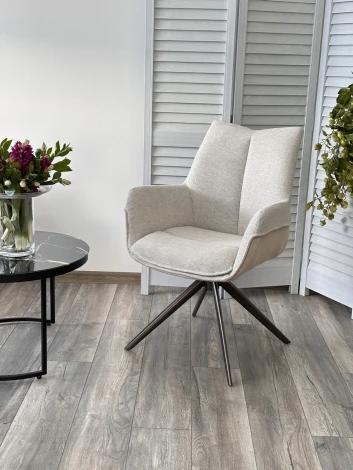 Стул M-City PONTUS 360 град. поворот. KN01-05 Бежевый/ BZ1046-11 Бежевый/ Шоколадное золото