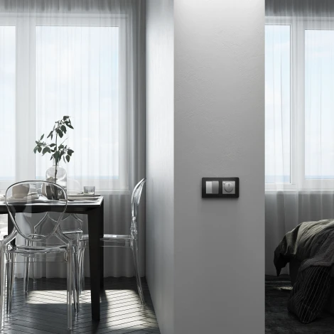 Перекрестный переключатель двухклавишный (серебряный) W1123008 Werkel (a058435)