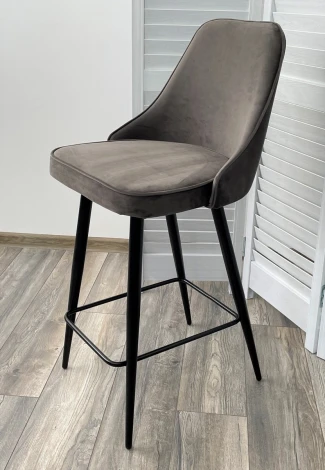 Полубарный стул M-City NEPAL-PB ГРАФИТ #14, велюр/ черный каркас (H=68cm)