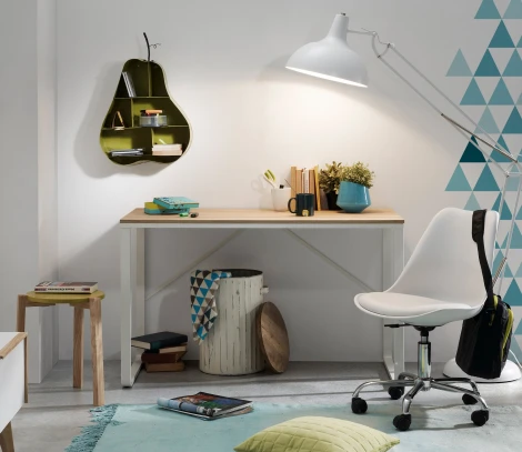 Компьютерный стол La Forma (ex Julia Grup) Talbot (Белый/ Сталь,МДФ,Металл,Шпон)