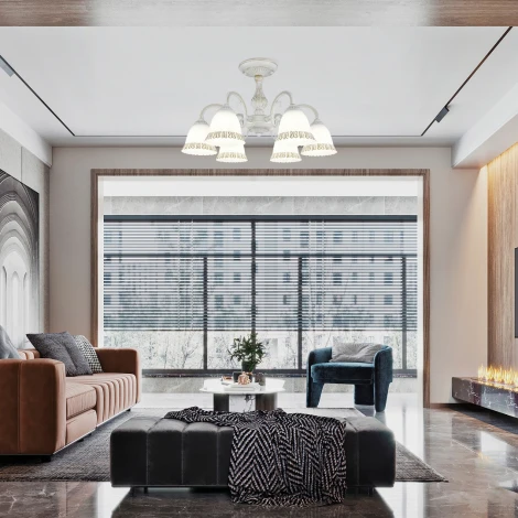 Потолочная люстра на штанге Arte Milano AM347410 347410/6 WT+G (220V)