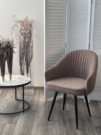 Стул ШЕЛЛ 360 град. поворот. цвет B5 Капучино, велюр / черный каркас M-City 64762