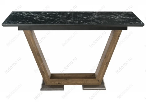 Стол на тумбе Woodville Иматра мрамор черный / черная шагрень 462388