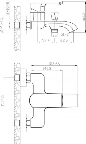 Смеситель Agger Happy A0410000 для ванны с душем