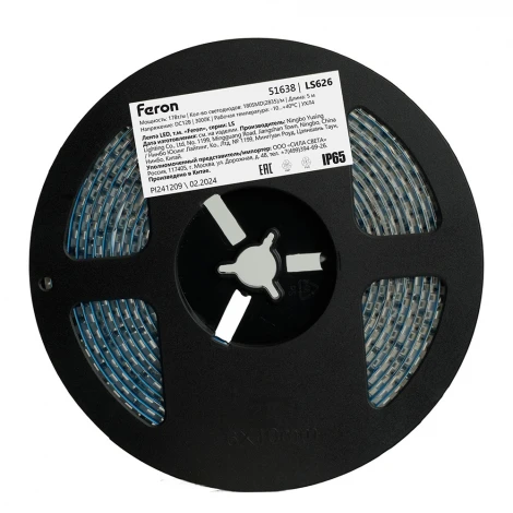 Светодиодная LED лента 180SMD(2835)/m 17W/m 12V 3000К IP65 Feron LS626 51638