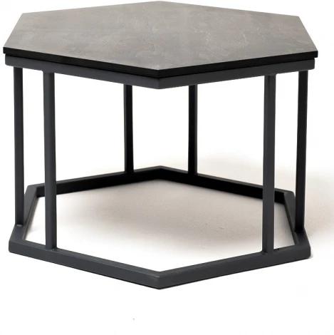 "Женева" интерьерный стол из HPL шестиугольный, D50, H35, цвет "серый гранит" 4SIS арт.УТ-00004487