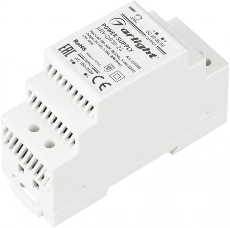 Блок питания ARV-DR30-24 (24V, 1.25A, 30W) (IP20 DIN-рейка) 031085 Arlight ARV
