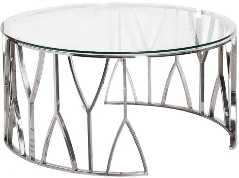 Стол журнальный стекло прозр./серебро d90*45см Garda Decor арт.13RXCT3104-SILVER