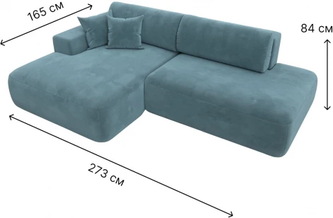 Диван угловой Лига-036 НПБ Модерн левый угол (Бирюзовый/Велюр) Лига Диванов арт.121408L