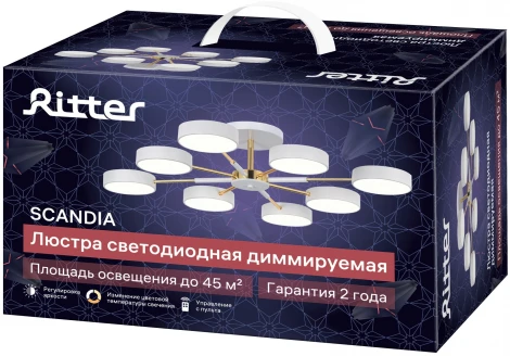 Потолочная люстра светодиодная на штанге с ДУ Ritter Scandia 51629 7