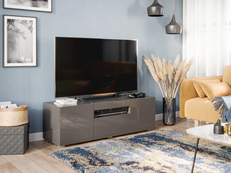 Тумба ТВ Бруклин, 1200 Оникс серый глянец, Любимый дом