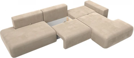 Диван угловой Лига-036 НПБ Модерн Лонг правый угол (Бежевый/Велюр) Лига Диванов арт.121424