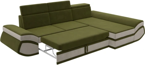 Диван угловой Лига-032 правый угол (Зеленый,Бежевый/Микровельвет) Лига Диванов арт.121653