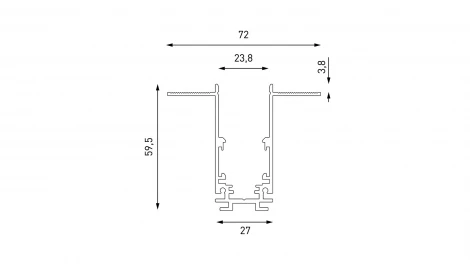 Шинопровод магнитный встраиваемый глубокий под шпаклевку, белый 2,5м 48V Lumker SY-LINK SY-LINK-20T2-2.5-WH