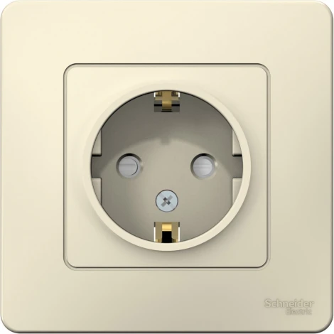 Розетка встраиваемая с заземлением и шторками (молочный) Systeme Electric Blanca BLNRS001112
