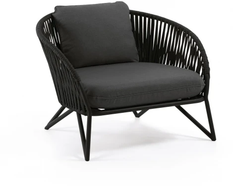 Кресло из ротанга La Forma (ex Julia Grup) Branzie (Черный/ Сталь,Веревка,Пена)