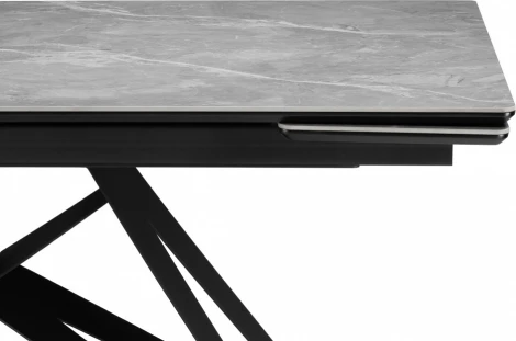 Керамический стол Notta Блэкберн 160(220)х89 серый мрамор larka grey / черный арт.612181