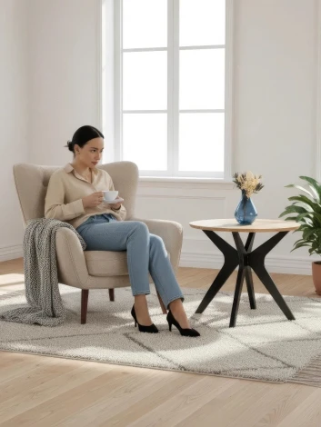 Стол журнальный Сабин 1 дуб вотан/черный Mebelik 009751