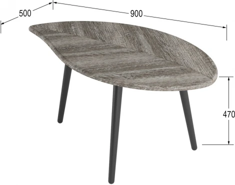 Стол журнальный Берли (12 мм) дуб графит/чёрный от фабрики Mebelik