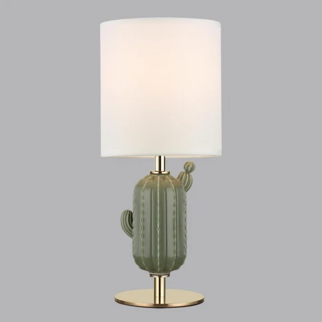 Настольная лампа Odeon Light Cactus 5425/1TA золотой/зеленый/белый/металл/керамика/ткань E27 1*40W (220V, выключатель)
