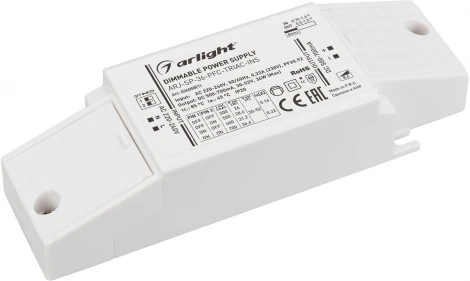 Блок питания ARJ-SP-36-PFC-TRIAC-INS (36W, 30-52V, 0.5-0.7A) (Arlight, IP20 Пластик, 5 лет) 026058(1)
