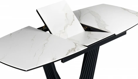 Керамический стол Notta Вейл 140(180)х80 белый мрамор snow white / черный арт.614248