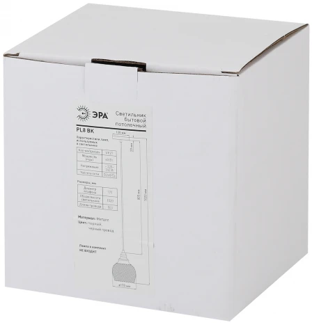 Подвесной светильник Эра PL8 BK (220V, на проводе, шар)