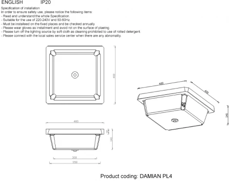 Потолочный светильник Crystal Lux DAMIAN PL4 NICKEL