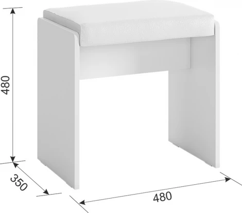 Гламур Пуф Mebelson (ЛДСП,ПВХ,Экокожа/Белый) арт.MDG-010.0133