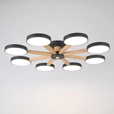 Потолочная люстра Wi-Fi на штанге Turna 8 Black By ImperiumLoft Turna01 (LED, 220V, голосовое управление, умный дом - Алиса)